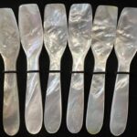 Set 6 cucharas forma rectangular de nácar para caviar