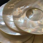 Set 6 platos redondos con agujero para caviar de nácar