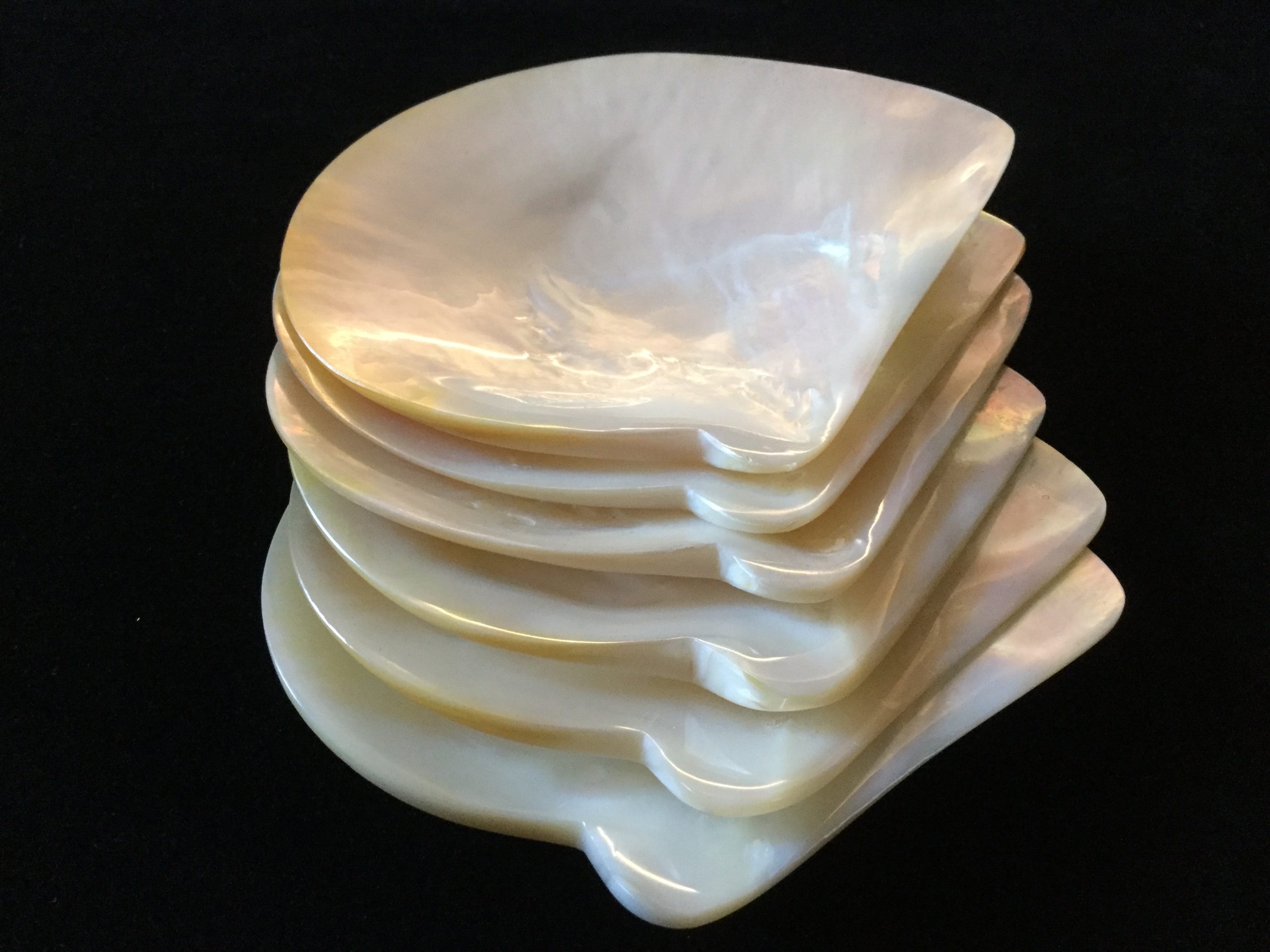 IMG_0321-scaled-1.jpeg Set 6 platos forma conchas de mar de nácar para caviar - Image 1